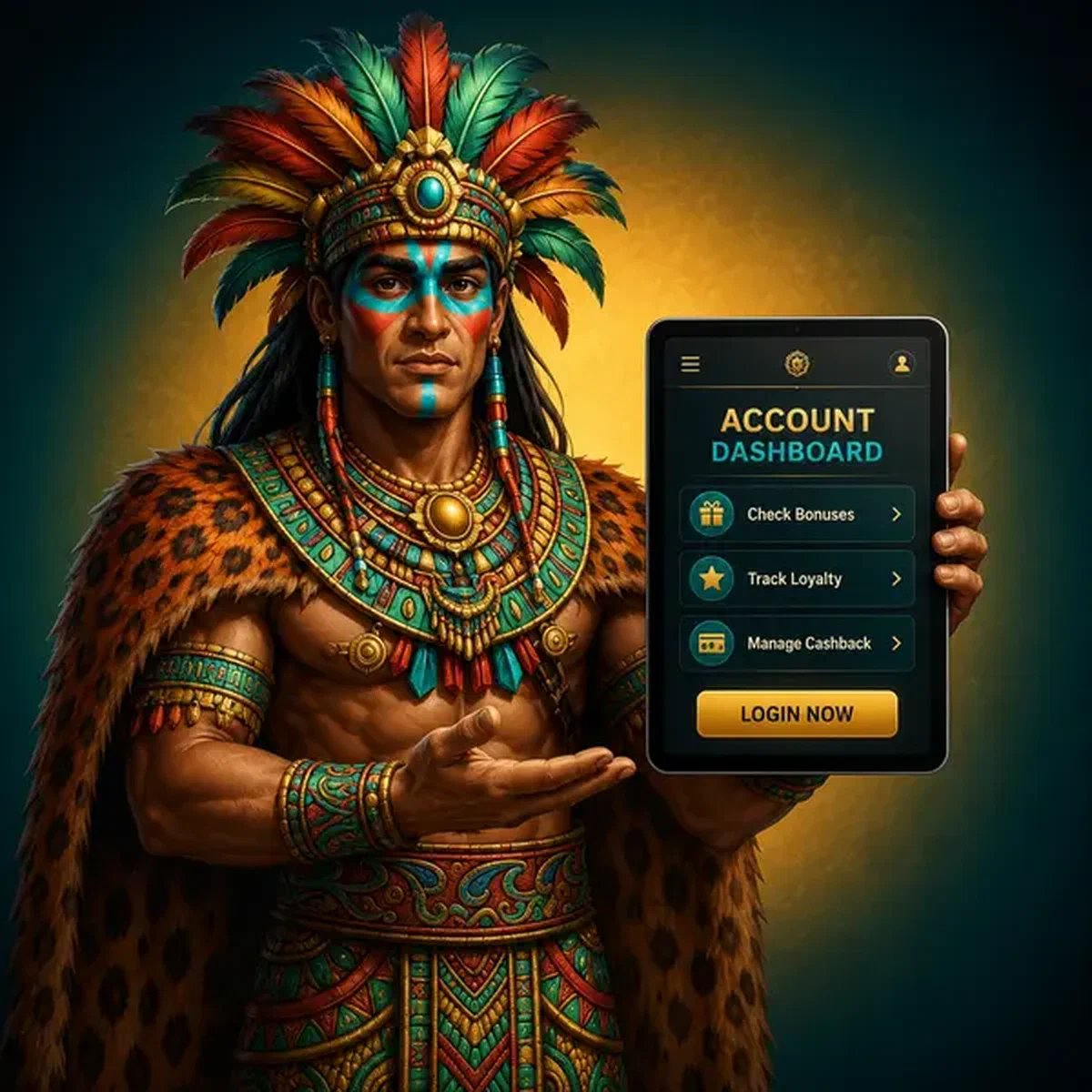 Jaguar Warden zeigt Login-Dashboard auf Tablet am Rolldorado Casino Portal