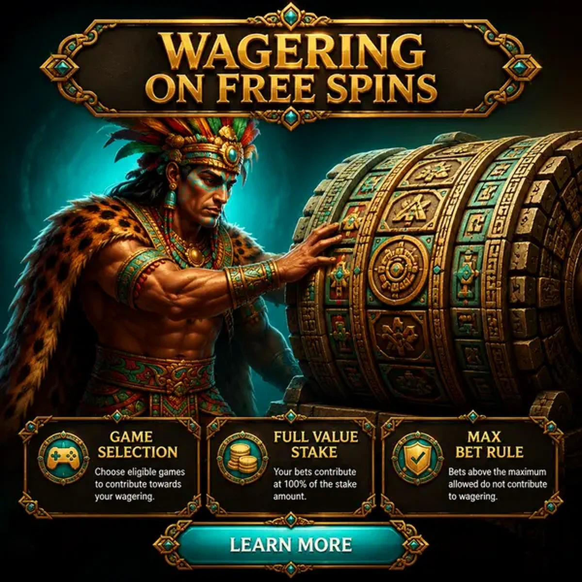 Jaguar Warden führt Spieler durch Bonus ohne Einzahlung Regeln an antiker steinerner Spielwalze